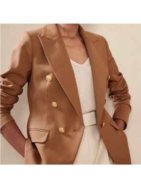 Banana Republic Captains Double Breasted Khaki Camel Tan Gold Blazer sz 20 NWT